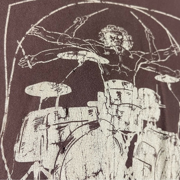Vitruvian Man On Drums Small Graphic Shirt Davinci Drummer Band Musician Rock - Picture 4 of 6
